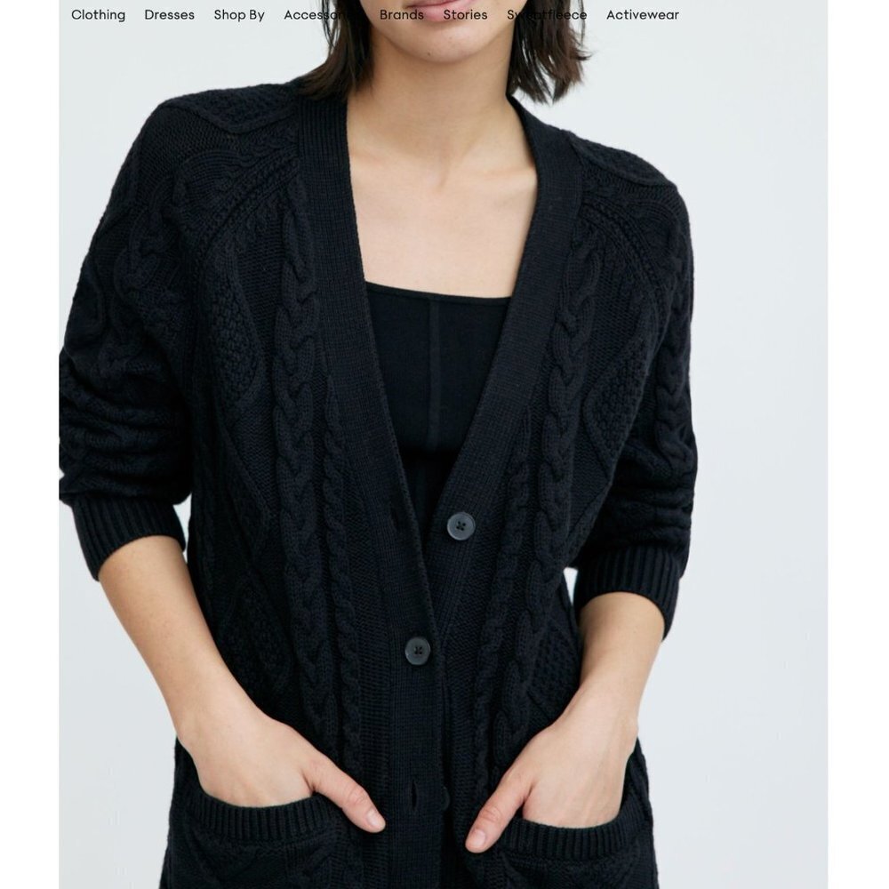 Wilfred Anya Sweater Thick Knit cardigan 100% Merino Wool Oversized SZ XXS-S - Picture 2 of 15
